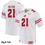 Men's Wisconsin Badgers NCAA #21 Cooper Nelson White Authentic Under Armour Big & Tall Stitched College Football Jersey KO31Q85YD